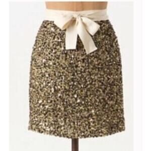 A6 NWT DOLAN Silk Gold Sequin Tie Wrap Mini Skirt Size M